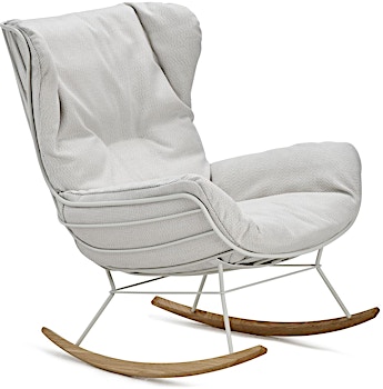 FREIFRAU - Leyasol Rocking Wingback Chair - Lopi marble - Gestell ME003 verkehrsweiß - Kufe Akazie - 1