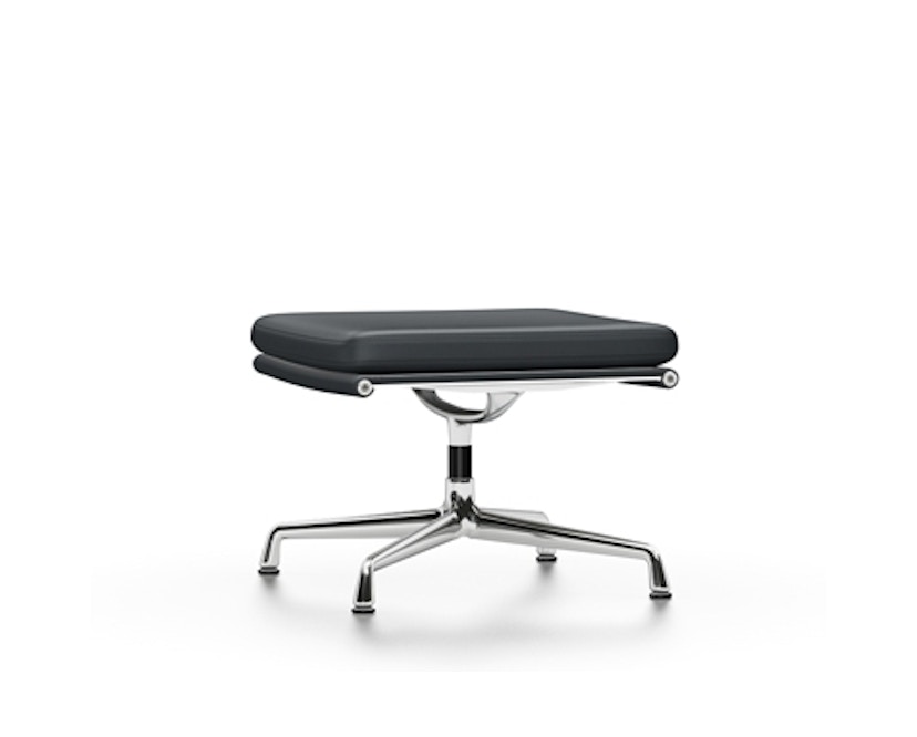Vitra - EA 223 Soft Pad Chair, Gestell poliert, Filzgleiter Hartboden - Vitra Leder 67 asphalt - 1