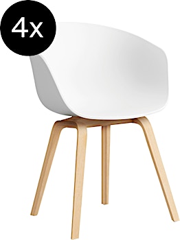 HAY - 4er set About a Chair AAC 22 - white 2.0 - Eiche geseift - Standardgleiter - 1
