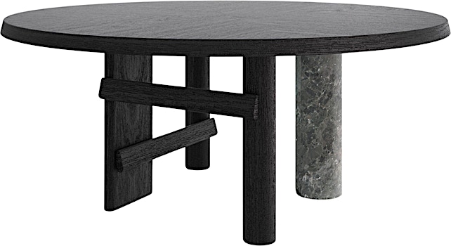 Cassina - Table en marbre Sengu pied colonne Ø 180 cm - chêne teinté noir, marbre Carnico - 1