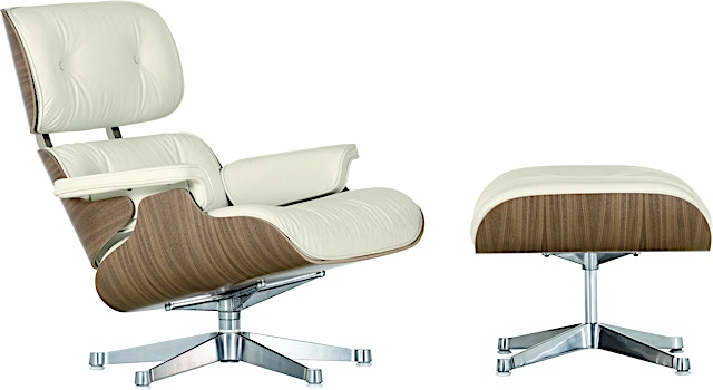 Vitra - White Lounge Chair & Ottoman - 1