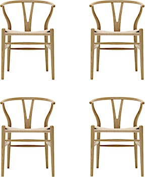 Carl Hansen & Søn - Set de 4 chaises CH24 Y Wishbone - chêne savonné - tressage naturel - 1