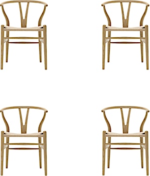 Carl Hansen & Søn - Set van 4 CH24 Y Wishbone chair - geolied eiken - natuurlijk vlechtwerk - 1
