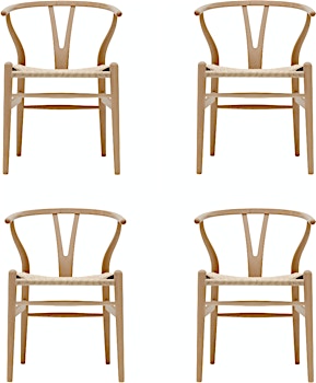 Carl Hansen & Søn - Set van 4 CH24 Y Wishbone chair - gezeepte beuk - vlechtwerk naturel - 1