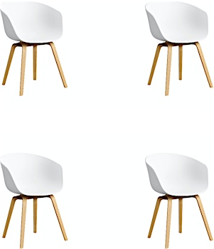 HAY - 4er set About a Chair AAC 22 - white 2.0 - Eiche wasserbasiert lackiert - Standardgleiter - 1