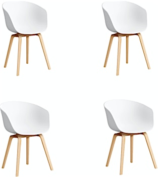 HAY - Set de 4 chaises About a Chair AAC 22 - white 2.0 - Chêne savonné - Patins standard - 1