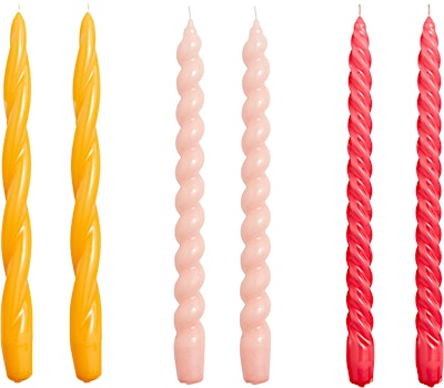 HAY - Set van 6 kaarsen Long Mix - geel/roze/framboos - 1