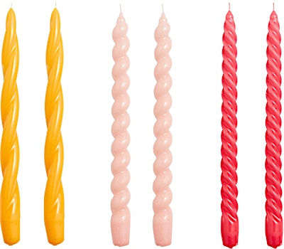 HAY - Set van 6 kaarsen Long Mix - geel/roze/framboos - 1