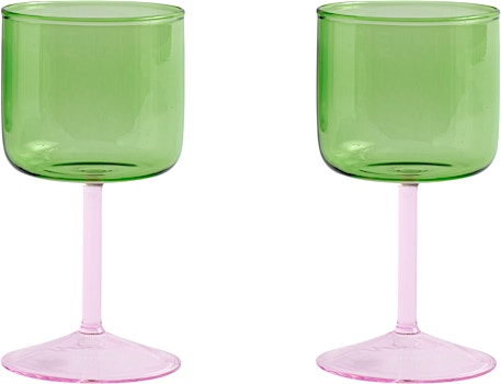 HAY - Tint Weinglas 2er Set - green/pink - 1