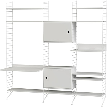 String Furniture - Combinaison d'étagères salon avec bureau configuration P - 1