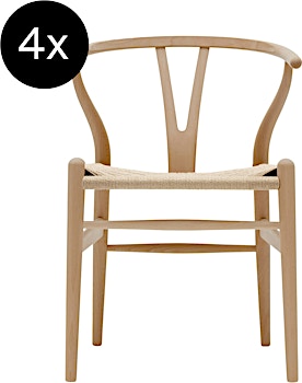 Carl Hansen & Søn - Set van 4 CH24 Y Wishbone-stoel - geolied beuken - vlechtwerk naturel - 1