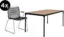 HOUE - Bundle 4x Click chaise à accoudoirs avec dossier bas noir + Four table 160cm noir - 1 - Aperçu