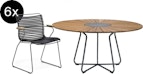 HOUE - Set 6x Click chaise à accoudoirs avec dossier bas noir + table Circle 150cm - 1 - Aperçu