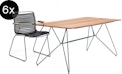 HOUE - Set 6x Click chaise à accoudoirs bas noir + table Sketch 220cm - 1 - Aperçu