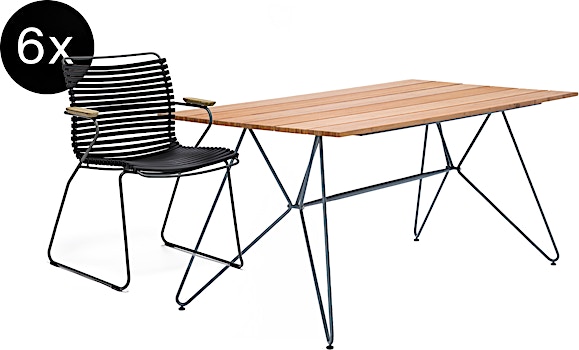 HOUE - Set 6x Click chaise à accoudoirs bas noir + table Sketch 220cm - 1