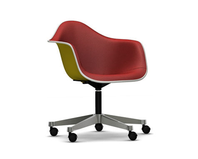 Vitra - Eames Plastic fauteuil PACC met volledige stoffering - mosterd - Leer wit - Hopsak - rood/cognac - 1
