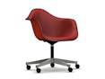 Vitra - Eames Plastic fauteuil PACC met volledige stoffering - Leer zwart - Hopsak - rood/cognac - poppy red - 1