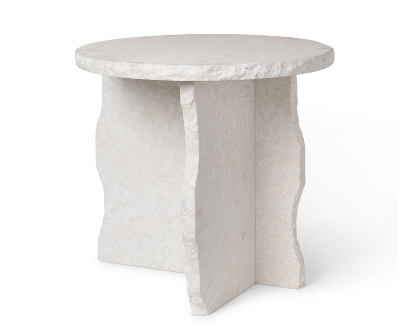 Mineral Sculptural Tisch 52 x 52 cm - Bianco Curia-Marmor, weiß