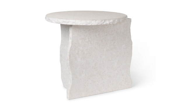 Mineral Sculptural Tisch 52 x 52 cm - Bianco Curia-Marmor, weiß