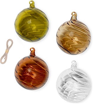 ferm LIVING - Twirl Glazen ornamenten - set van 4 - - 1