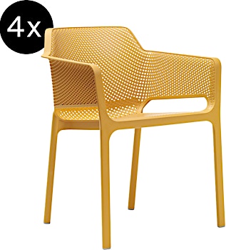 Nardi - Bundle 4x Net chaise avec accoudoirs moutarde - 1