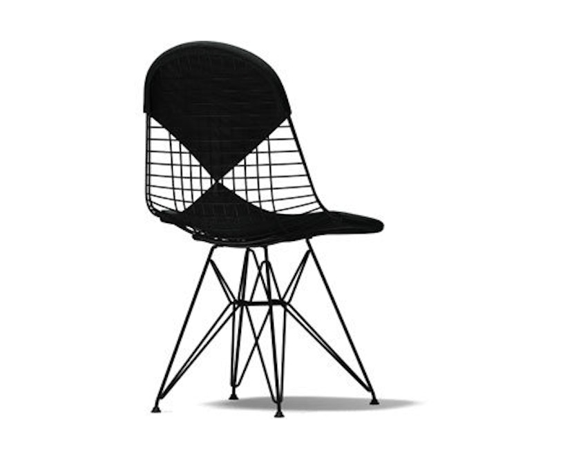 Vitra - Wire Chair DKR- 2 - schwarz - 05 dunkelgrau Hopsak - Sitzhöhe 43 cm - 1