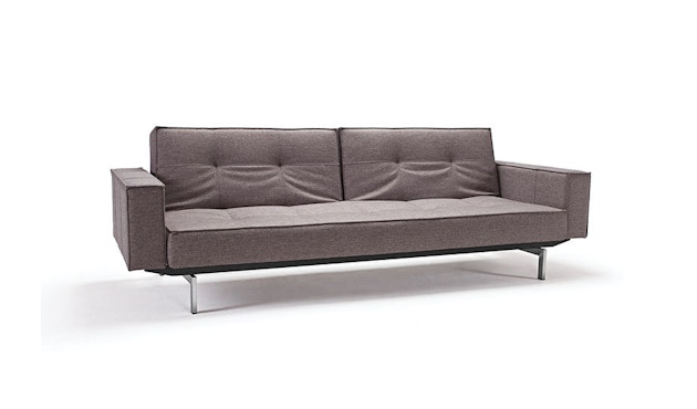 Innovation - Canapé-lit avec accoudoirs Splitback - chrome - gris foncé - flashtex - 1