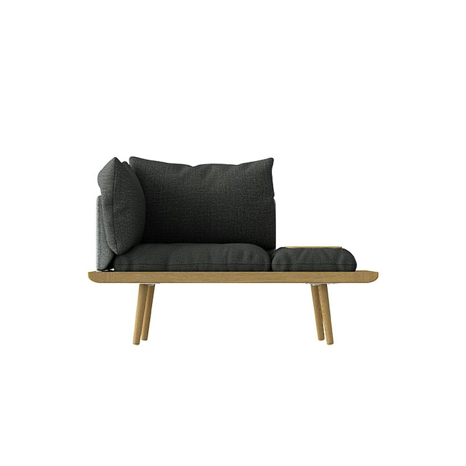 Lounge Around 1 1/2 Seater Sofa - Dark Grey/Oak