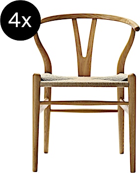 Carl Hansen & Søn - Set de 4 chaises CH24 Y Wishbone - Chêne huilé - Tressage naturel - 1